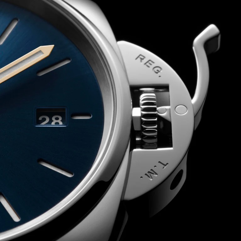 PANERAI Luminor Due 42 mm steel steel bracelet with double face clasp blue dial with arab./Index automatic